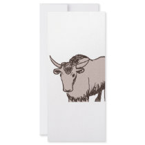 Yak cartoon drawing, brown and sandstone custom rack card