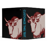 Yak cartoon drawing, red and sandstone textured binders