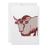 Yak cartoon drawing, red and sandstone textured custom invite