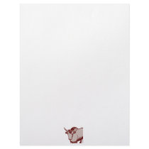Yak cartoon drawing, red and sandstone textured personalized letterhead