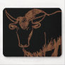 Yak drawing outline, woodgrain texture mousepads