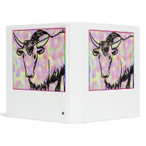 Yak outline in black against a pastel spotty back binder