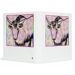 Yak outline in black against a pastel spotty back binders