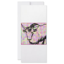 Yak outline in black against a pastel spotty back custom rack cards