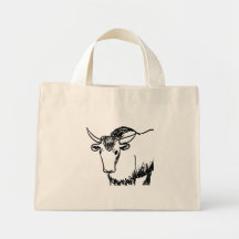 Yak outline in black , cartoon ish bison buffalo canvas bag