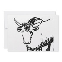 Yak outline in black , cartoon ish bison buffalo custom announcements