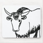 Yak outline in black , cartoon ish bison buffalo mousepads