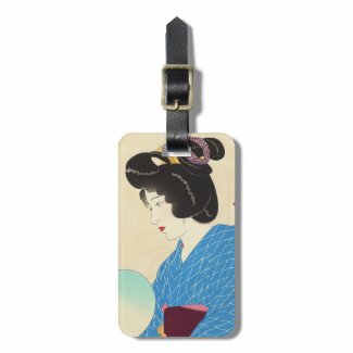 Yamakawa Shuho Dusk Tasogare japanese lady art Travel Bag Tags