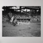 Yankees Lou Gehrig Scores Vs. Senators Poster