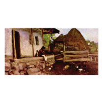 Yard Of A Farmhouse By Grigorescu Nicolae Photo Greeting Card
