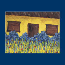 Yard with Red Flowers postcards
