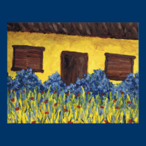 Yard with Red Flowers posters