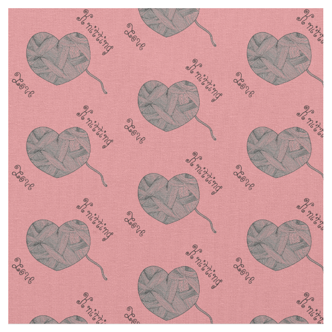 Yarn Ball Heart Knitting Love in Pink Fabric
