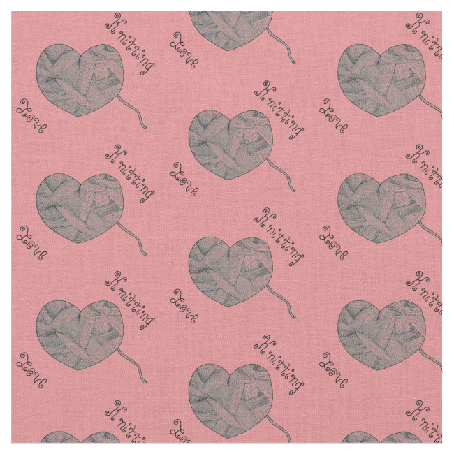 Yarn Ball Heart Knitting Love in Pink Fabric Yarn Ball Heart Knitting Love in Pink Fabric