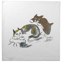 Yarn Battle with Kitten & Cat Napkins