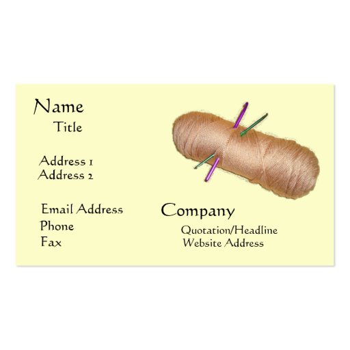 Yarn Crafts Business Card (front side)