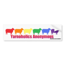 Yarnoholics Anonymous Rainbow Sheep Bumper Stickers