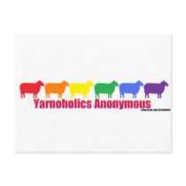 Yarnoholics Anonymous Rainbow Sheep Post Card