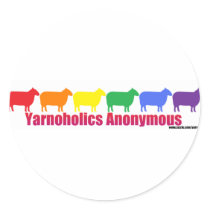 Yarnoholics Anonymous Rainbow Sheep Round Stickers