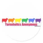 Yarnoholics Anonymous Rainbow Sheep Round Stickers