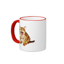 Yawning Tabby in Pastel Pencil Sketch Coffee Mugs