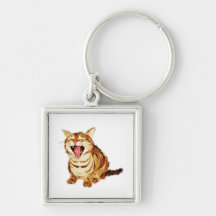 Yawning Tabby in Pastel Pencil Sketch Key Chain