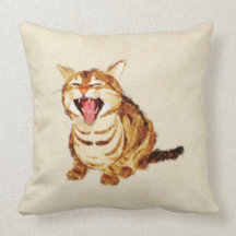 Yawning Tabby in Pastel Pencil Sketch Throw Pillow