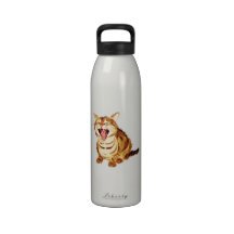 Yawning Tabby in Pastel Pencil Sketch Drinking Bottles