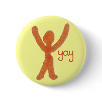 Yay Badge with Red Stick Man Pinback Buttons