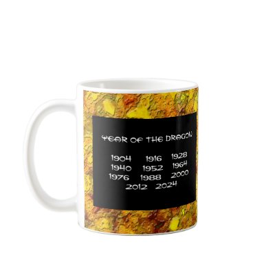 Year of the Dragon: Gold and Red Coffee Mugs by SuanSKatra