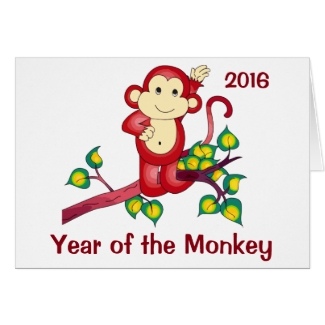 Year of the Monkey 2016 Chinese New Year Card