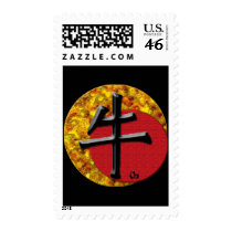 Year of the Ox: Gold and Red Postage Stamps