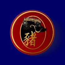 Year Of The Pig-Black Boar  Buttons