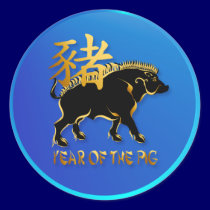 Year Of The Pig-Black Boar Symbol  Stickers stickers