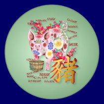 Year Of The Pig In Flowers  Stickers stickers