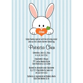 Year of the Rabbit Baby Shower Invitations Blue
