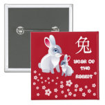 Year of the Rabbit . Two Rabbits Button