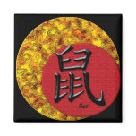 Year of the Rat : Red and Gold Refrigerator Magnet