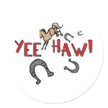 Yee Haw Bucking Horse Round Stickers