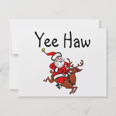 Yee Haw Christmas Cowboy Santa Claus invitations