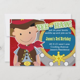 Western Birthday Party on Yee Haw Cowboy Birthday Invitation Personalized Announcements   Party