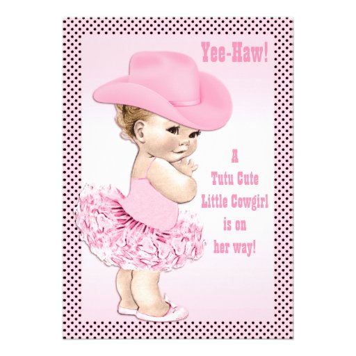 Yee-Haw! Tutu Cute Little Cowgirl Baby Shower Announcement
