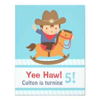 Yee Haw Western Cowboy Kids Birthday Party Card