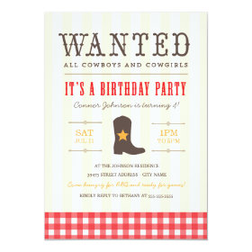Yeehaw! Cowboy Birthday Party Invitation 5