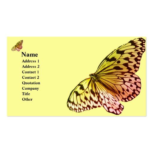 Yelllow Pink Butterfly Business Card