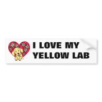 Yello Lab Puppy in the floral heart bumper stickers
