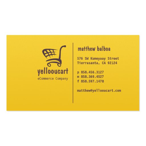 Yelloou Cart eCommerce Professional Business Card (back side)