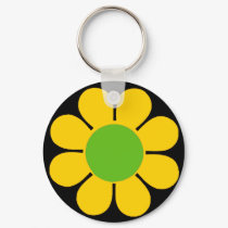 Yellow 60's Flower Power keychains by JuJuGarden Yellow 60's Flower Power keychains