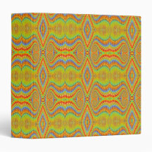 Yellow 60's Retro Fractal Pattern 3 Ring Binder