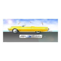 "Yellow '61 T-Bird by the Beach" posters